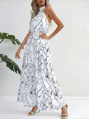 Printed Halter Neck Wide Leg Jumpsuit for Women