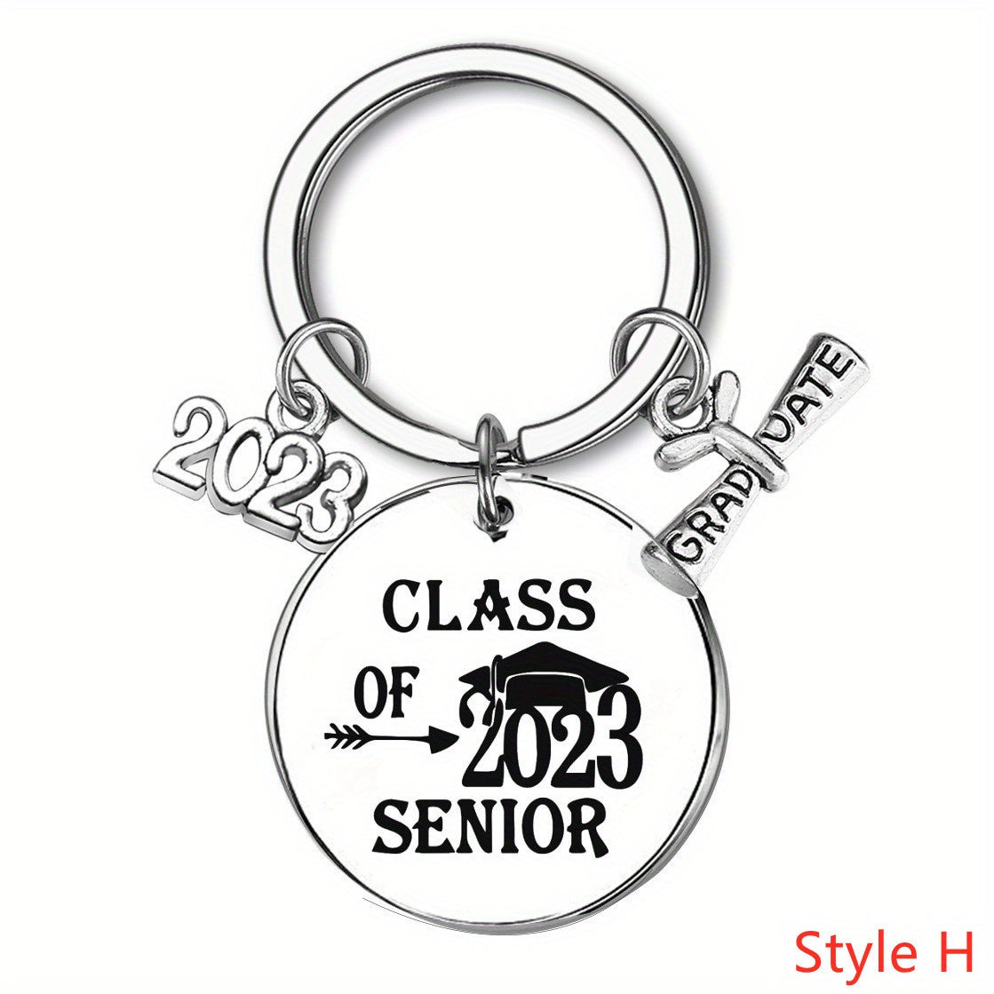 Vintage Stainless Steel Graduation Keychain Pendant Bag Charm