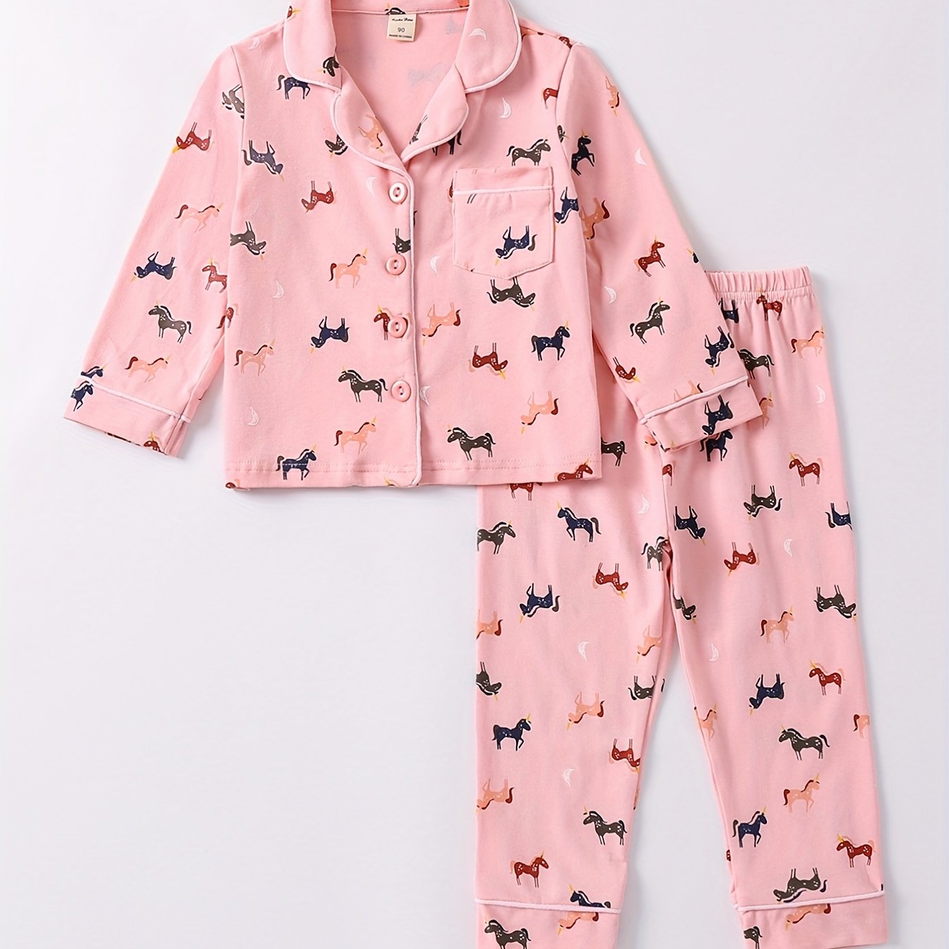 Girls 2pcs Unicorn Print Pajama Set