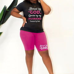 Heart & Art Print Tee & Shorts Set