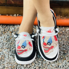 Women's Colorful Clown Canvas Shoes Casual Lace Up Low Top Shoes