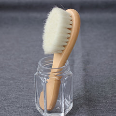 2pcs Natural Wooden Hair Brush & Comb Set, Soft Goat Hair Massage Comb