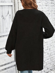 Women's Solid Long Sleeve Loose Fit Cardigan