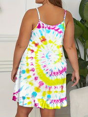 Tie Dye Ruffle Trim Cami Sleep Dress