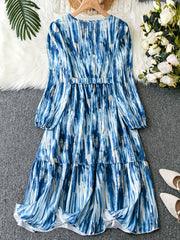 Plus Tie Dye Lantern Sleeve Smock Maxi Dress