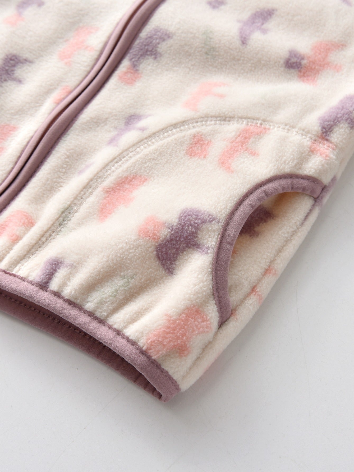 Girls Bird Printed Casual Warm Stand Collar Jacket
