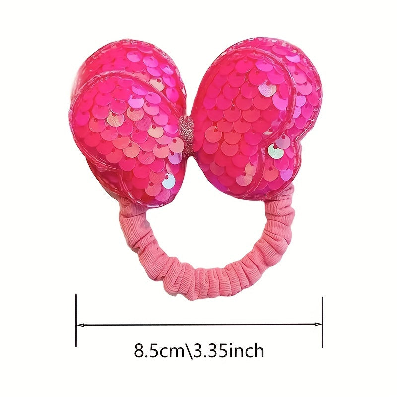2pcs Sequin Bow Hair Ties Elastic Hair Rope