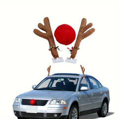 Christmas Car Reindeer Antlers & Nose Decorations Kit