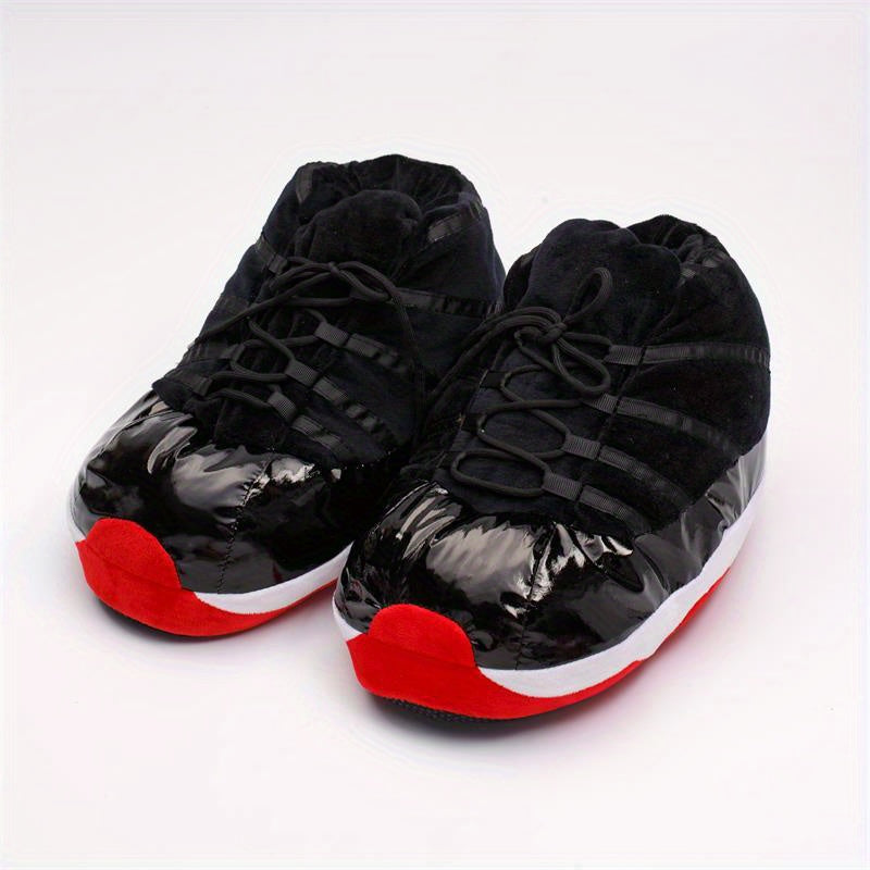 Men's Warm Slip-On Slippers with Lace-Up for Home Use