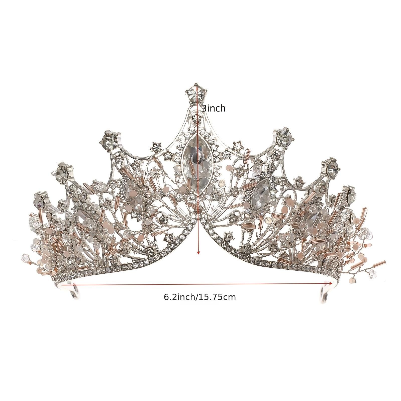 Golden Rhinestone Crown Headband Wedding Bride Hair Tiara
