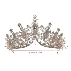 Golden Rhinestone Crown Headband Wedding Bride Hair Tiara
