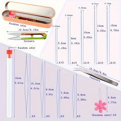 58pcs Beading Needles Set with Scissors and Tweezer in Bottle
