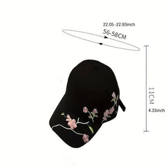 Vintage Embroidery Sun Hat Plum Baseball Cap Spring Duck Tongue Cap