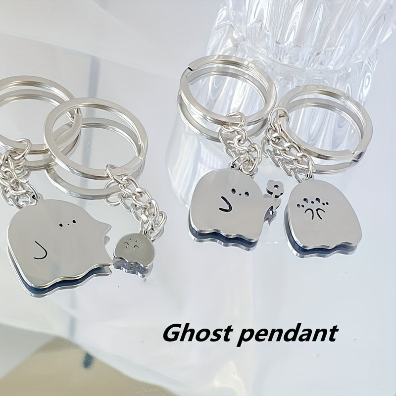 Ghost Spooky Keychain Funny Key Ring Purse Bag Backpack Car Charm Pendant