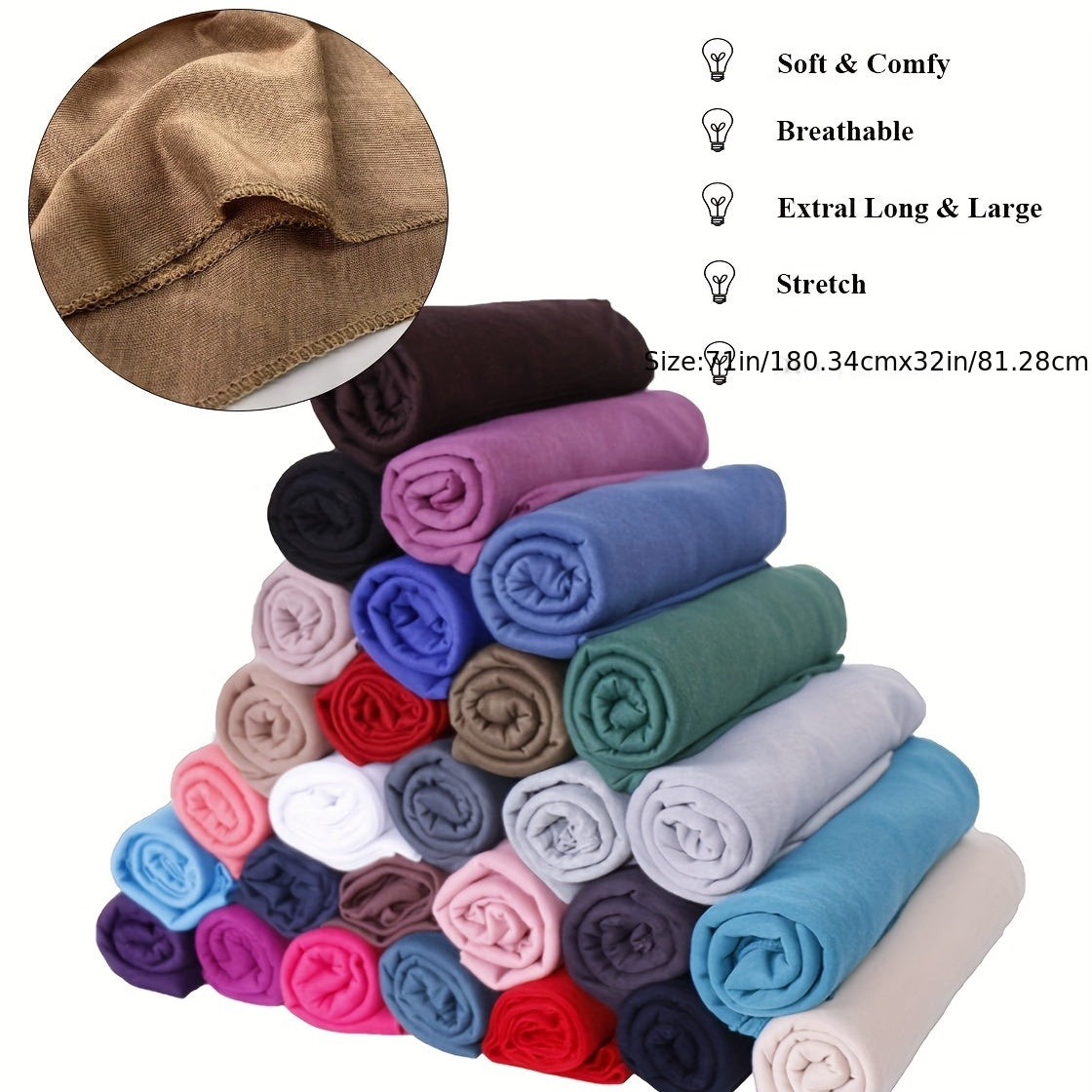Boho Pleated Head Wrap Turban Cap Solid Headscarf Classic Ramadan Hijab Bonnet