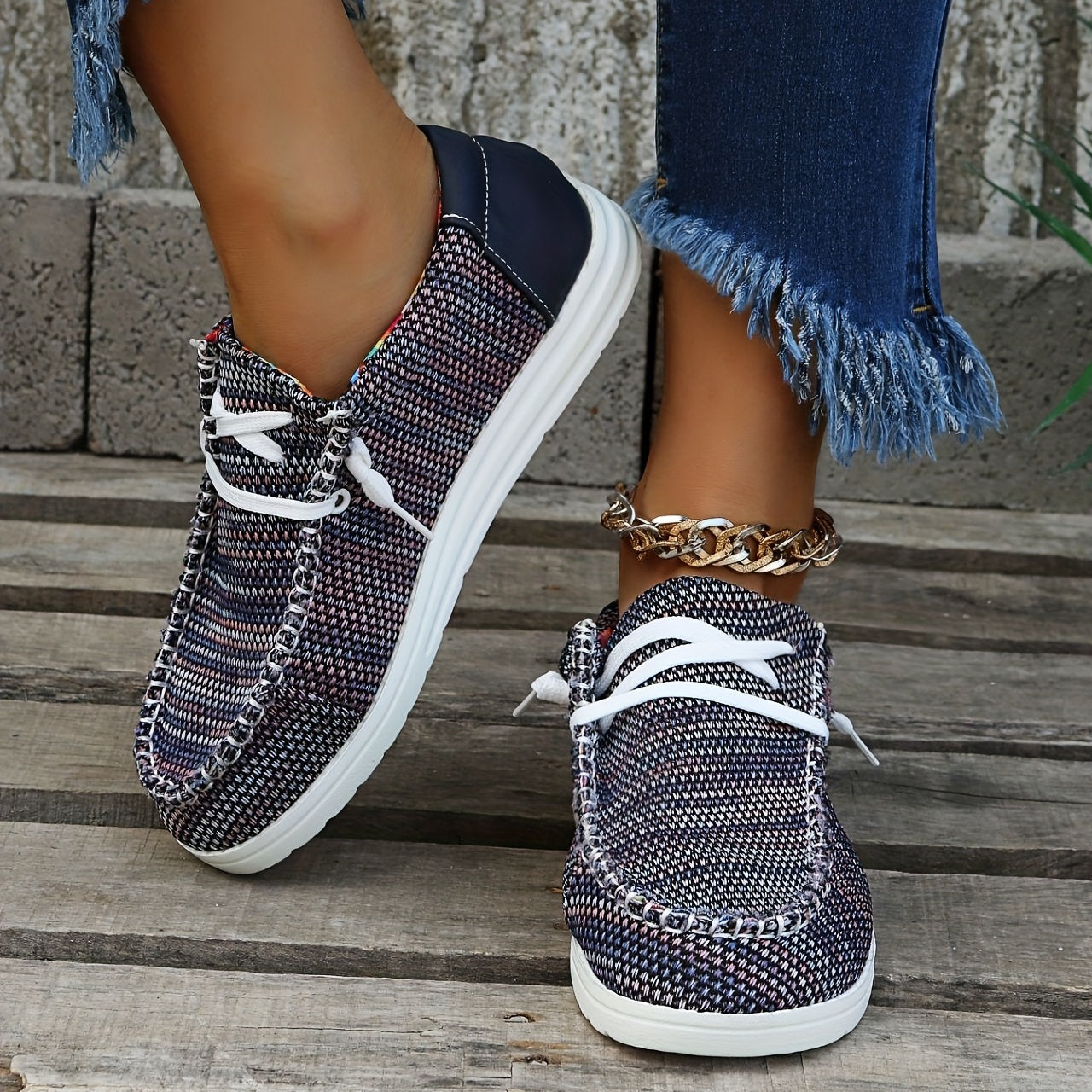 Women's Lightweight Lace Up Loafers Walking Sneakers