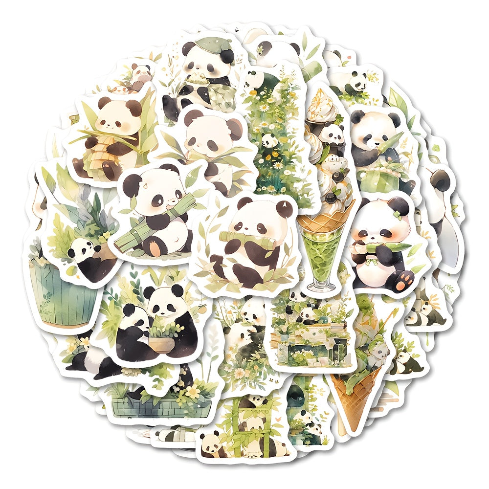 64pcs Cartoon Panda Stickers Pack For Kids Laptop Bike Decoration