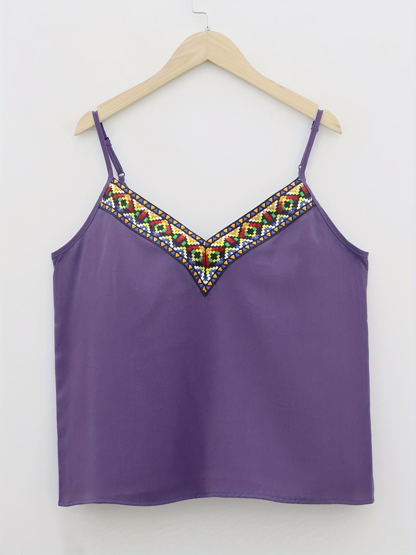 Ethnic Splicing Cami Top V Neck Casual Summer Top