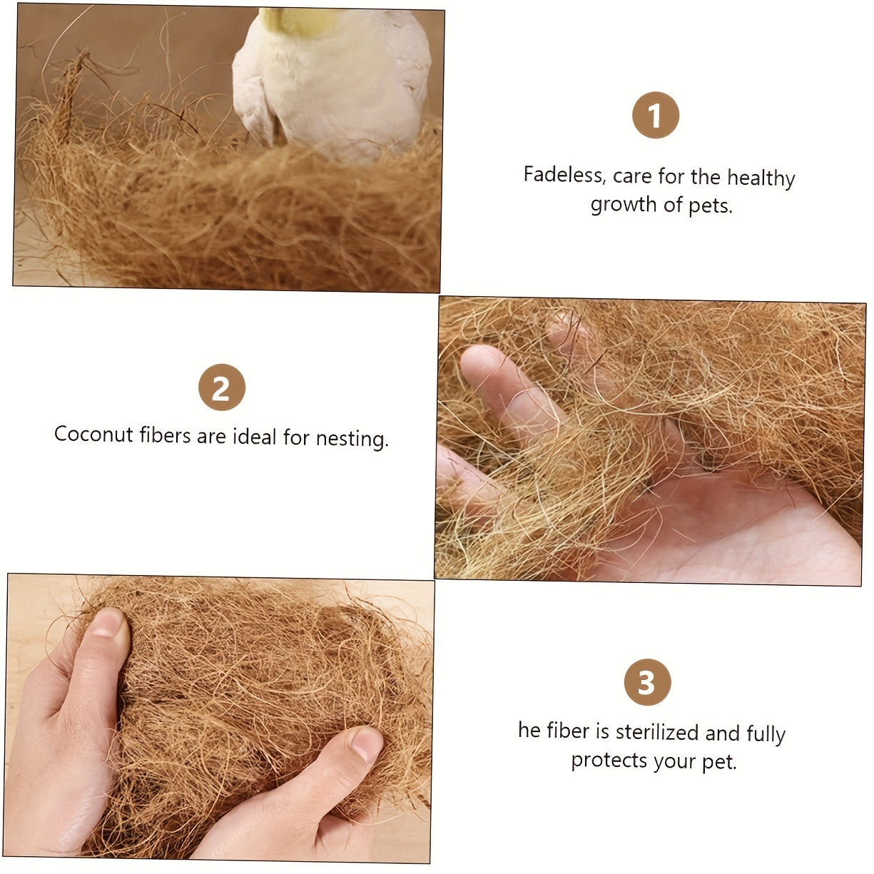 500g Natural Coconut Fiber for Bird Nest Palm Silk Lining Small Bag Nest Carpet