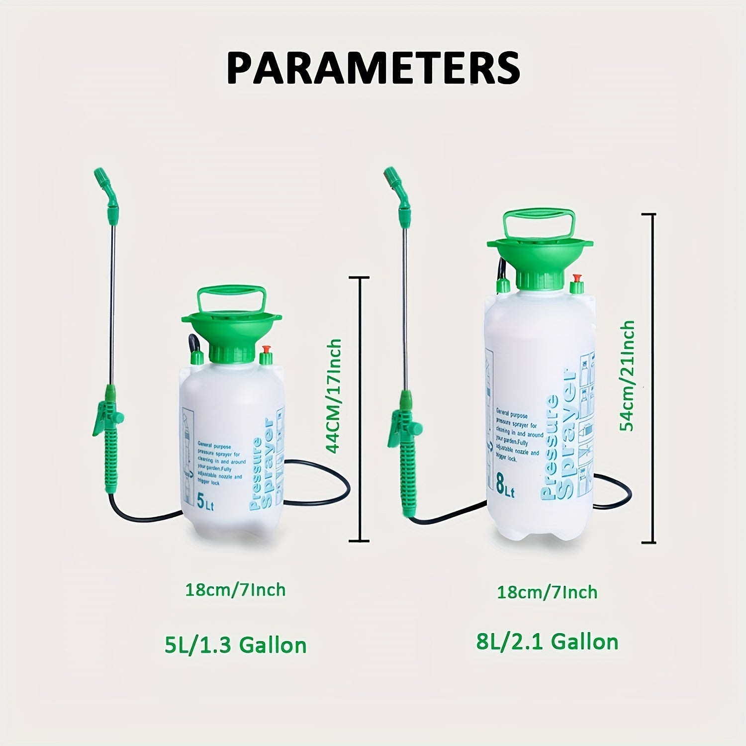 Garden Sprayer Pump & Wand Set 4.92-7.95L - Shoulder Strap - Portable