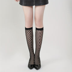 2 Pairs Fishnet Calf Socks Knee High Stockings