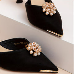Faux Pearl & Rhinestone Shoe Buckles For Wedding High Heels