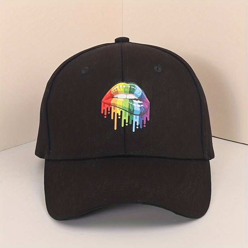 LGBT Rainbow Lip Baseball Cap Gay Pride Unisex Dad Hat Adjustable Sun Hats