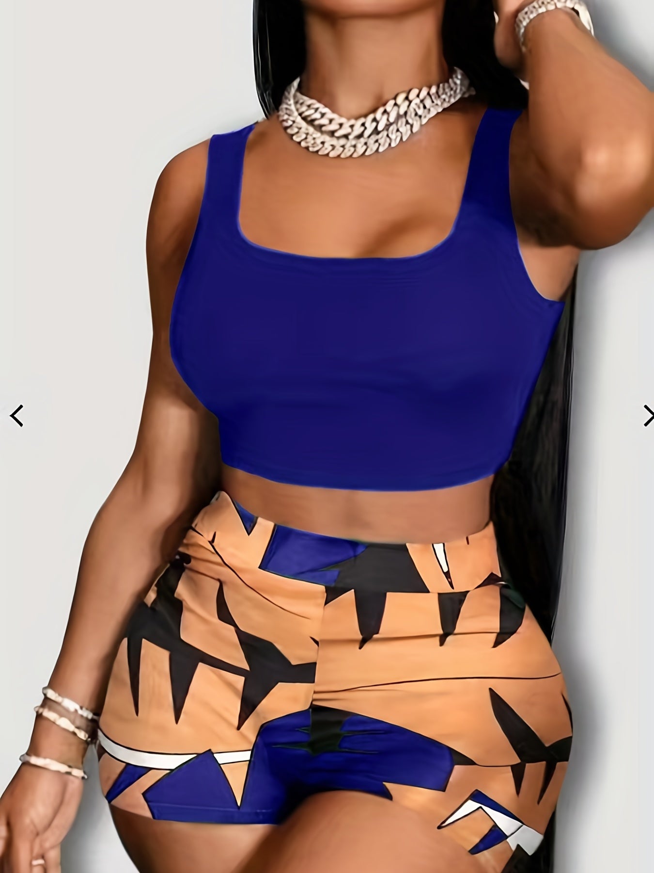 Women's Hawaii Beach Wind Print Tank Top & Shorts Set