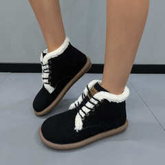 Women's Retro Winter Snow Boots Thermal Lined Comfort Outdoor Flat Ankle Boots