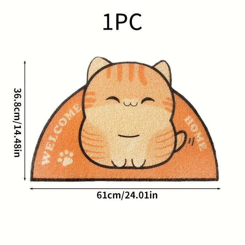 Cartoon Cat Litter Trapping Mat Non Slip Cat Feeding Pad