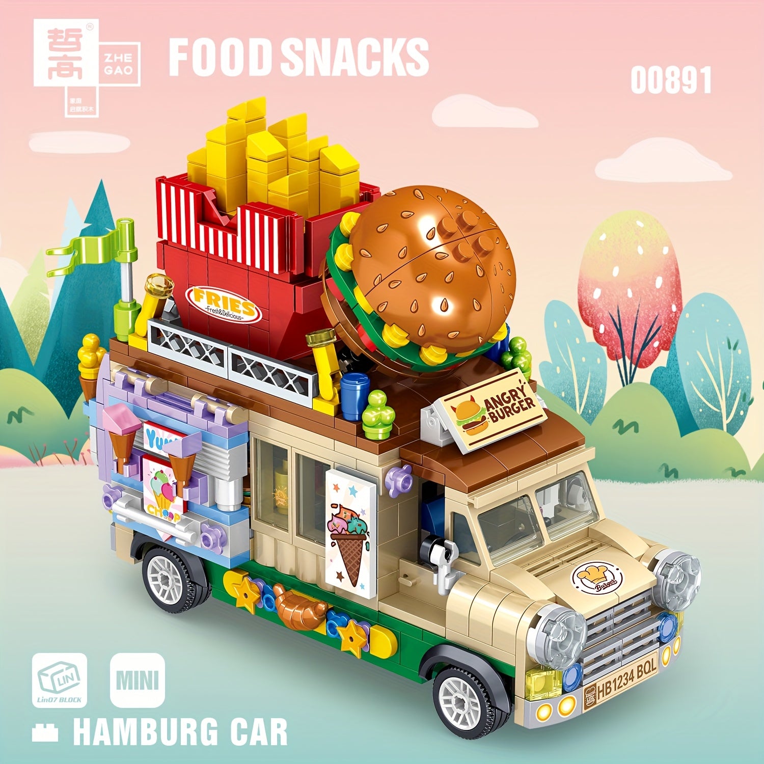 Mini Building Blocks Food Truck Set Creative Model Toy Festive Gift