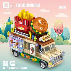 Mini Building Blocks Food Truck Set Creative Model Toy Festive Gift