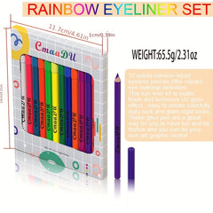12 Colors Neon Eyeliner Pen Set Waterproof Long Lasting