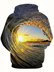 Sea Waves 3D Print Hoodies For Men Graphic Hoodie