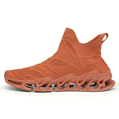 Men's Flame Pattern High Top Lace Up Knitted Sneakers