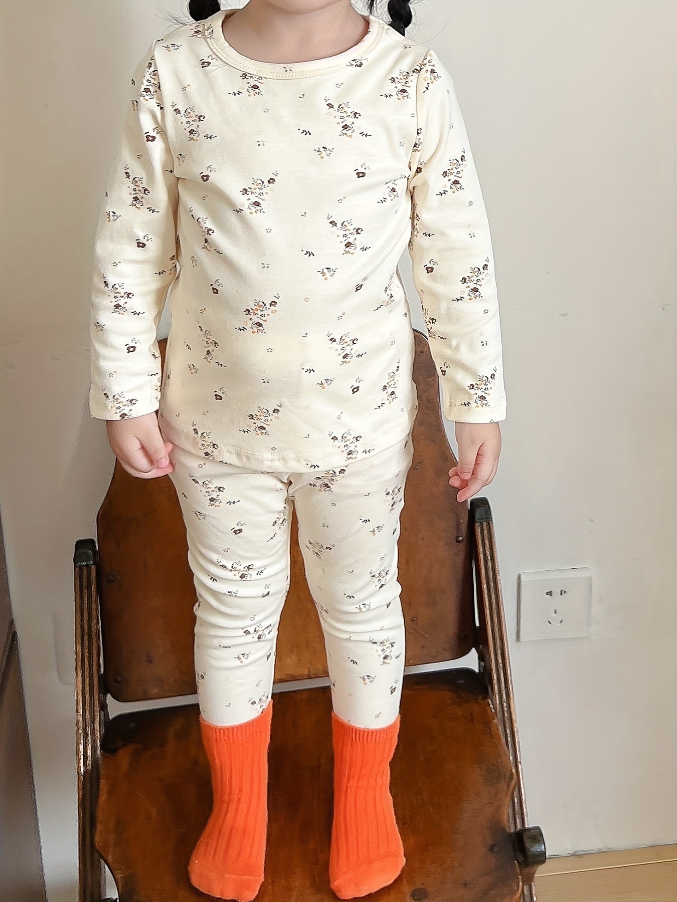Girl's Pear Print Pajama Set 2pcs Long Sleeve Top & Pants