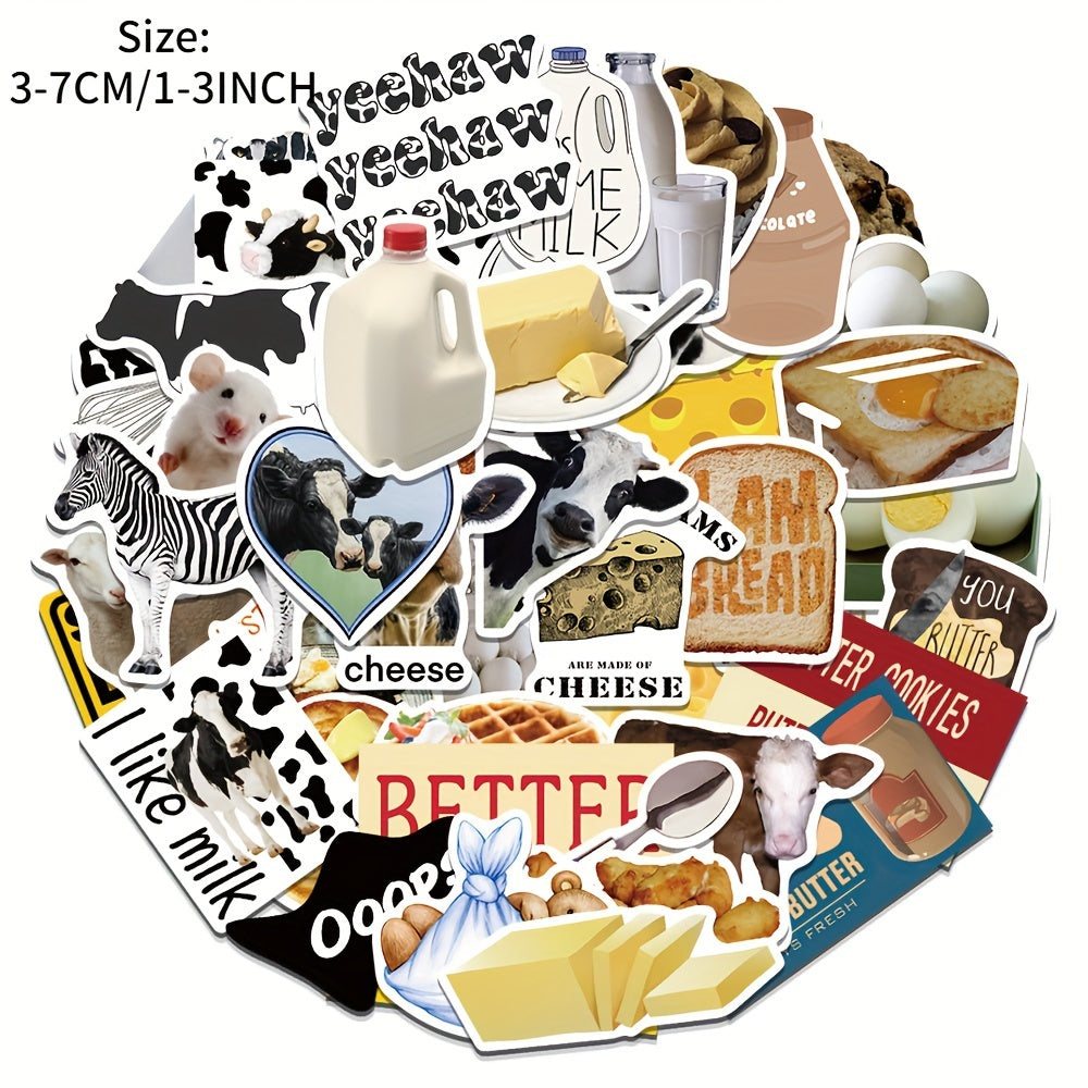50pcs Salt Cow Butter Series Graffiti Stickers Waterproof DIY Diary Sticker Pack