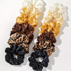 12pcs Leopard Print Scrunchie Hair Tie Y2K Hair Rope Accessory