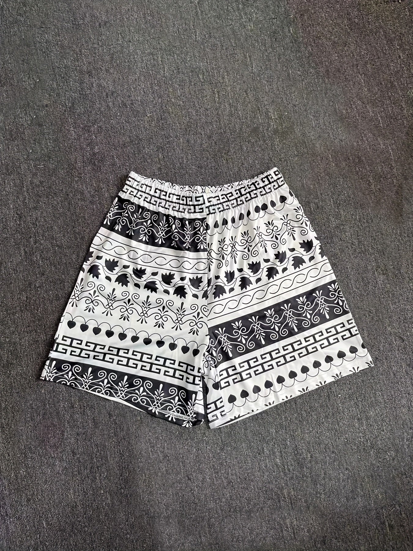 Graphic Print Elastic Waist Shorts Casual Summer Women's Clothing
