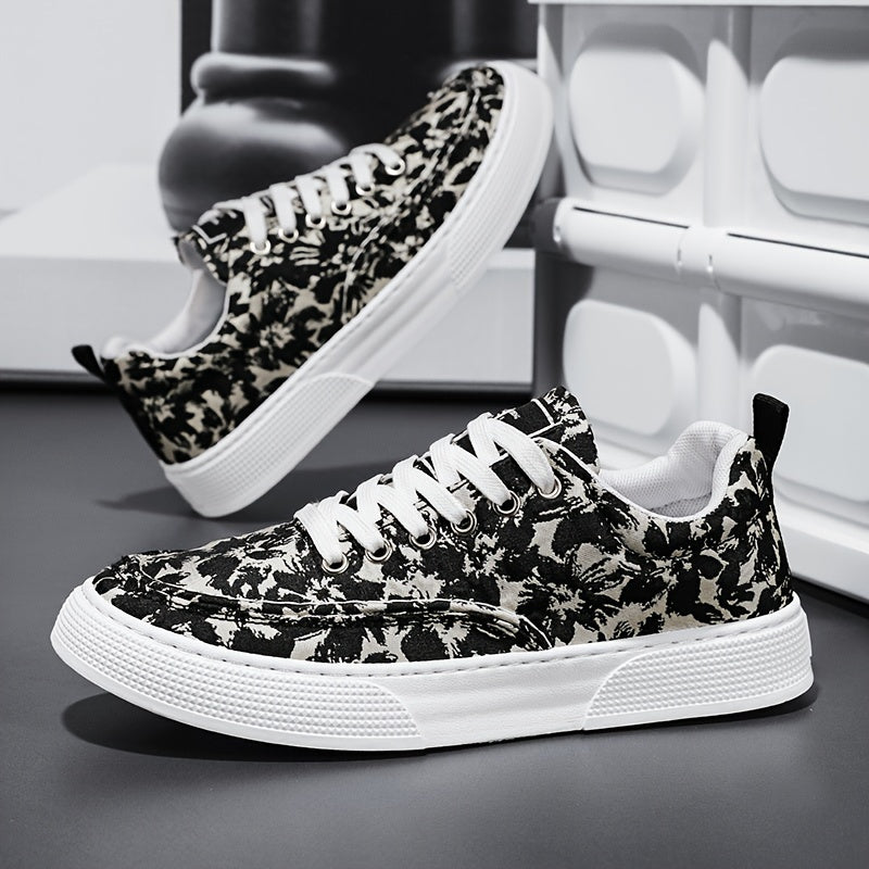 Men's Ink Wash Painting Canvas Sneakers Casual Walking Shoes