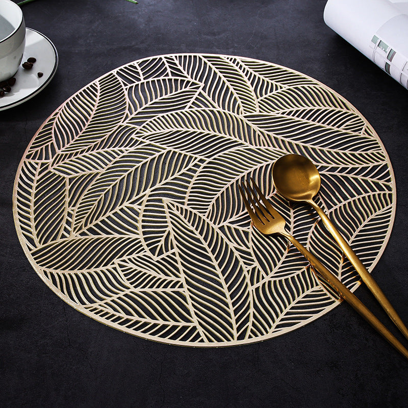 Leaf PVC Hollow Out Round Placemat Heat Insulation Mat