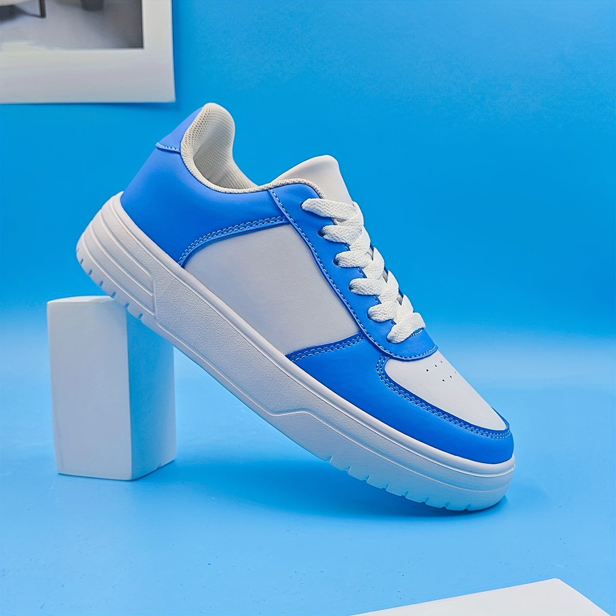 Women's Contrast Skate Shoes Casual Lace Up Outdoor Shoes