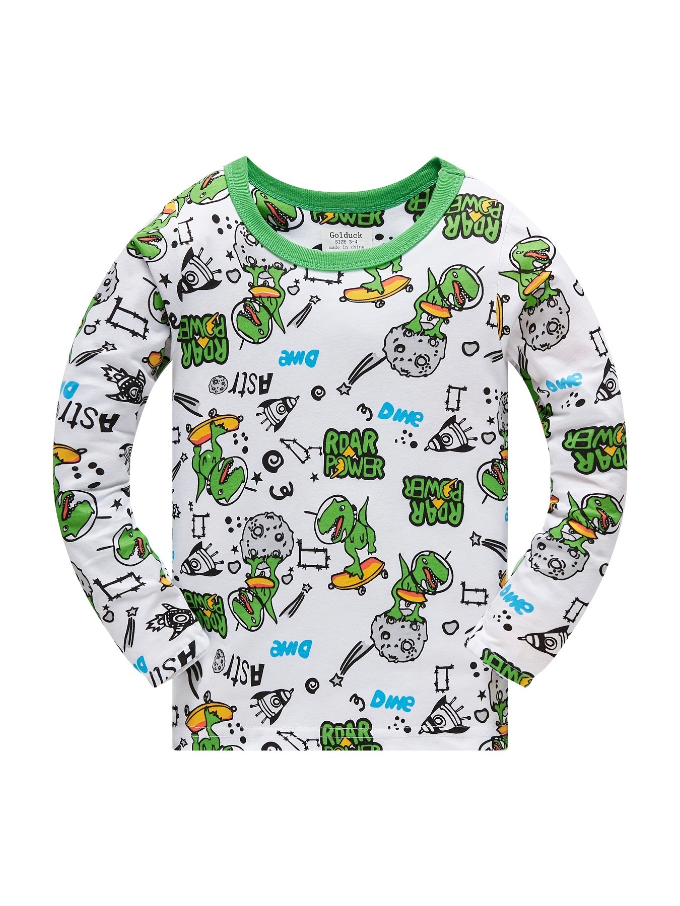 Boys Dino Pajama Set Long Sleeve Top & Pants