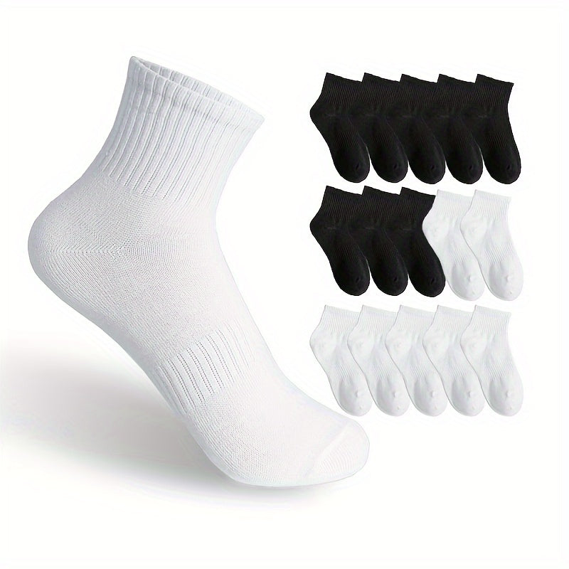 16 Pairs Solid Short Socks Comfy & Breathable Women's Casual Stockings