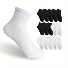 16 Pairs Solid Short Socks Comfy & Breathable Women's Casual Stockings