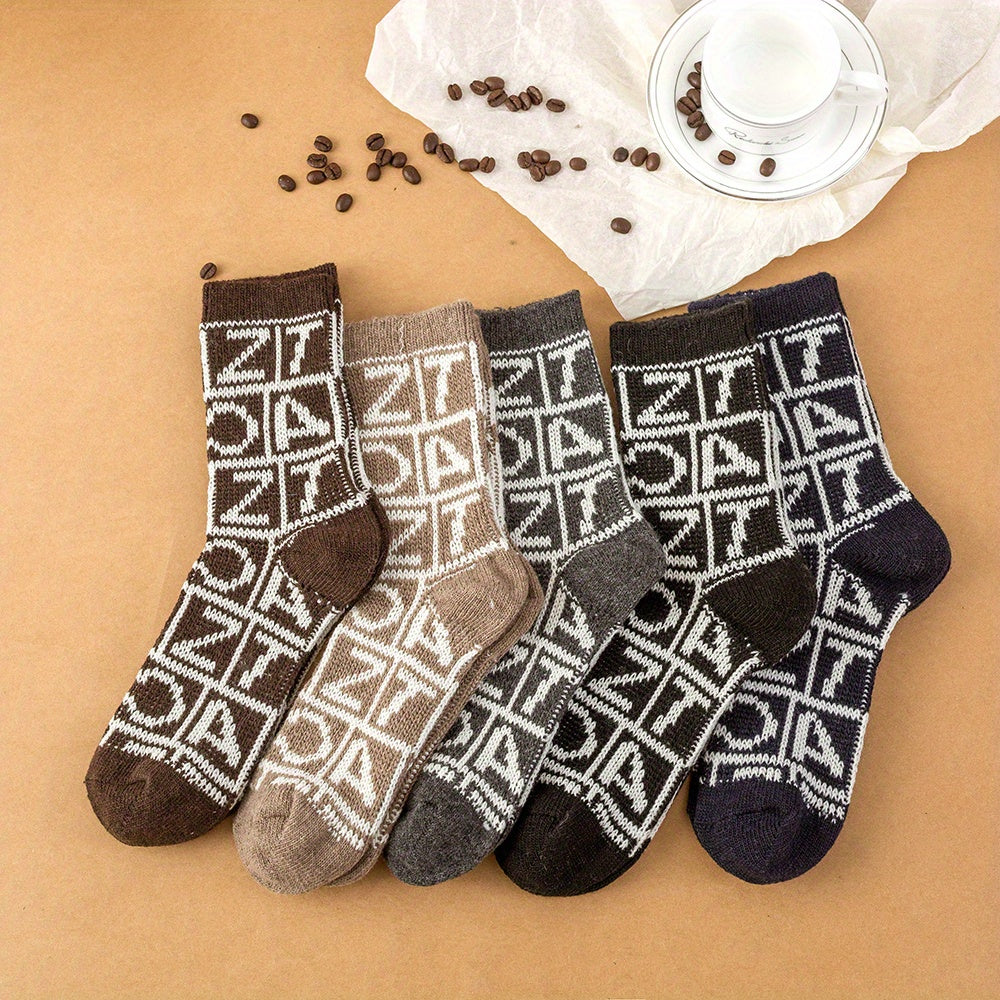 Men's Striped Pattern Crew Socks Breathable Casual Outdoor Unisex Socks
