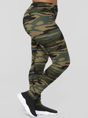 Women's Plus Camo Print High Rise Skinny Leggings