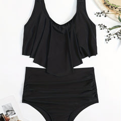 Peplum Tankini Set High Waist Swimsuit Women's Swimwear