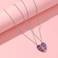 2pcs Girls Heart Pendant Necklace Good Friends Necklace Jewelry