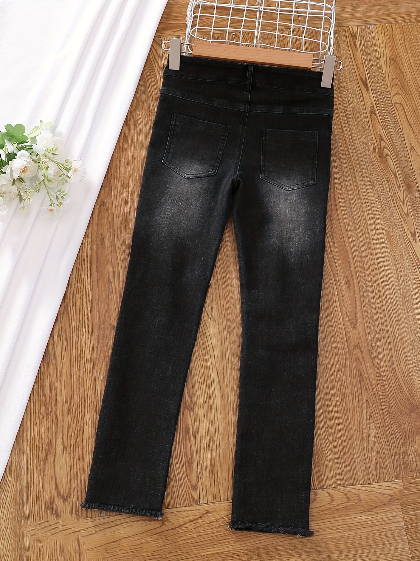 Girls Casual Ripped Skinny Jeans Teen Girls Stretchy Denim Pants